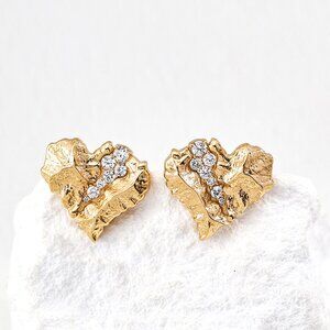 🌟 Vintage Gold S925  Abstract Heart Earrings